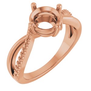 14K Rose Gold 7.4 mm Round Ring Mounting – image 2