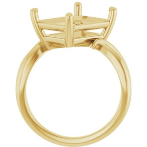 18K Yellow Gold 12x10 mm Emerald Ring Mounting – image 4