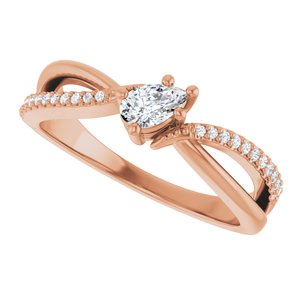 18K Rose Gold 5x3 mm Pear Ring Mounting – image 8