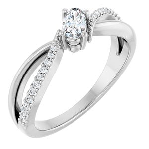 14K White Gold 5x3 mm Oval Ring Mounting