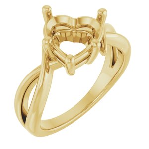 10K Yellow Gold 9x9 mm Heart Ring Mounting – image 2