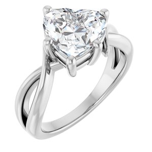 Platinum 9x9 mm Heart Ring Mounting