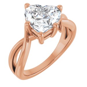 14K Rose Gold 9x9 mm Heart Ring Mounting