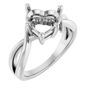 10K White Gold 9x9 mm Heart Ring Mounting – image 2