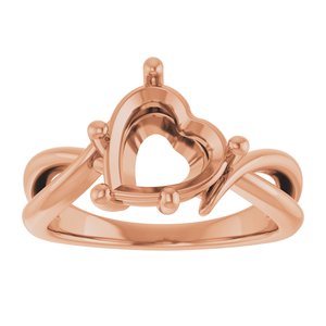 10K Rose Gold 9x9 mm Heart Ring Mounting – image 6