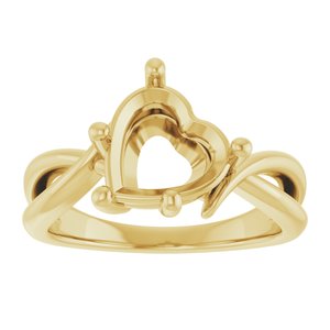 10K Yellow Gold 9x9 mm Heart Ring Mounting – image 6