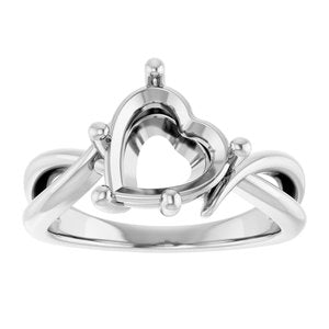 14K White Gold 9x9 mm Heart Ring Mounting – image 6