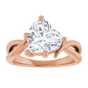 14K Rose Gold 9x9 mm Heart Ring Mounting – image 5