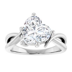 18K White Gold 9x9 mm Heart Ring Mounting – image 5