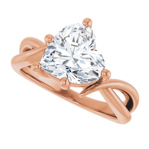 10K Rose Gold 9x9 mm Heart Ring Mounting – image 8