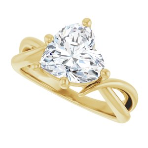 14K Yellow Gold 9x9 mm Heart Ring Mounting – image 8