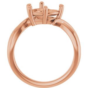 18K Rose Gold 9x9 mm Heart Ring Mounting – image 4