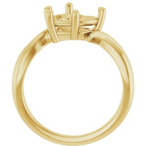 18K Yellow Gold 9x9 mm Heart Ring Mounting – image 4