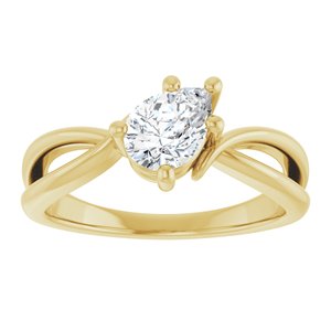 18K Yellow Gold 7x5 mm Pear Ring Mounting – image 5