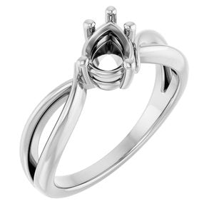 14K White Gold 7x5 mm Pear Ring Mounting – image 2