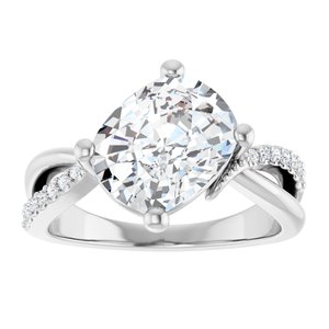 14K White Gold 10x8 mm Elongated Cushion Ring Mounting – image 5