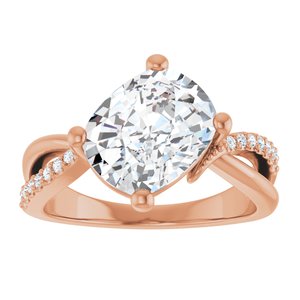 10K Rose Gold 10x8 mm Elongated Cushion Ring Mounting – image 5