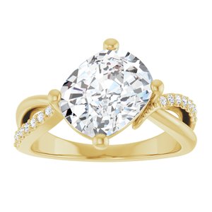 18K Yellow Gold 10x8 mm Elongated Cushion Ring Mounting – image 5