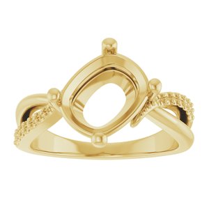 14K Yellow Gold 10x8 mm Elongated Cushion Ring Mounting – image 6