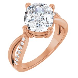 10K Rose Gold 10x8 mm Elongated Cushion Ring Mounting