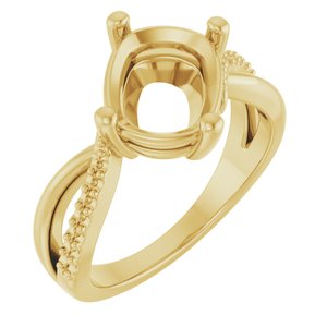 14K Yellow Gold 10x8 mm Elongated Cushion Ring Mounting – image 2
