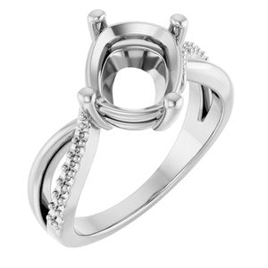18K White Gold 10x8 mm Elongated Cushion Ring Mounting – image 2
