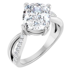 Platinum 10x8 mm Elongated Cushion Ring Mounting