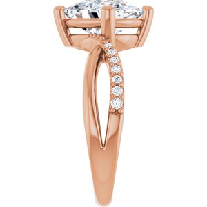 14K Rose Gold 10x8 mm Elongated Cushion Ring Mounting – image 7