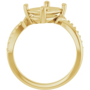 18K Yellow Gold 10x8 mm Elongated Cushion Ring Mounting – image 4