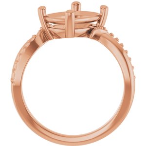 14K Rose Gold 10x8 mm Elongated Cushion Ring Mounting – image 4
