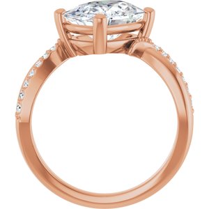 10K Rose Gold 10x8 mm Elongated Cushion Ring Mounting – image 3