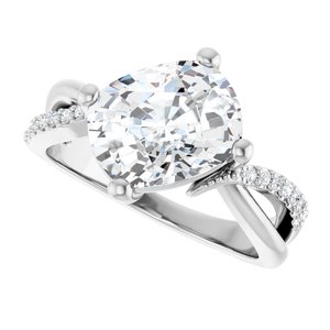 18K White Gold 10x8 mm Elongated Cushion Ring Mounting – image 8