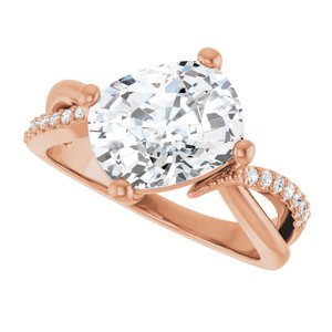 14K Rose Gold 10x8 mm Elongated Cushion Ring Mounting – image 8