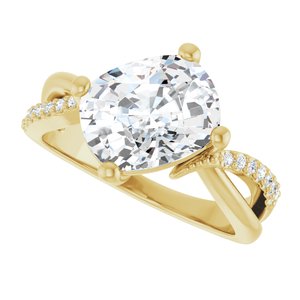 10K Yellow Gold 10x8 mm Elongated Cushion Ring Mounting – image 8