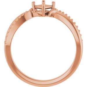 14K Rose Gold 3.5x3.5 mm Square Ring Mounting – image 4