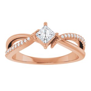 14K Rose Gold 3.5x3.5 mm Square Ring Mounting – image 5