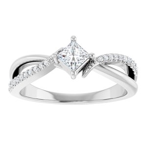 18K White Gold 3.5x3.5 mm Square Ring Mounting – image 5