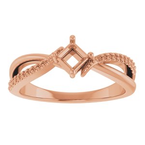 14K Rose Gold 3.5x3.5 mm Square Ring Mounting – image 6