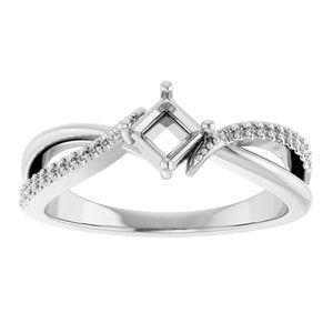 14K White Gold 3.5x3.5 mm Square Ring Mounting – image 6
