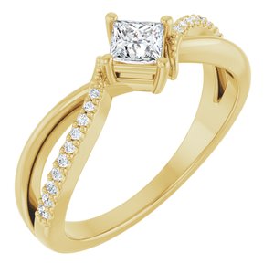 10K Yellow Gold 3.5x3.5 mm Square Ring Mounting