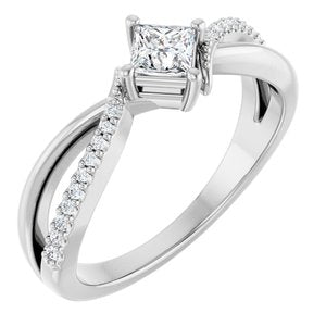 14K White Gold 3.5x3.5 mm Square Ring Mounting