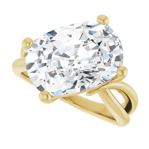 10K Yellow Gold 14x10 mm Elongated Cushion Ring Mounting – image 8