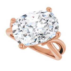 14K Rose Gold 14x10 mm Elongated Cushion Ring Mounting – image 8