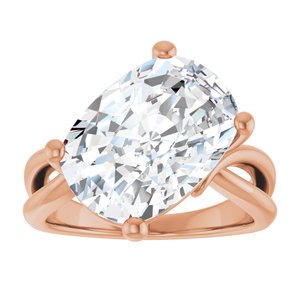10K Rose Gold 14x10 mm Elongated Cushion Ring Mounting – image 5