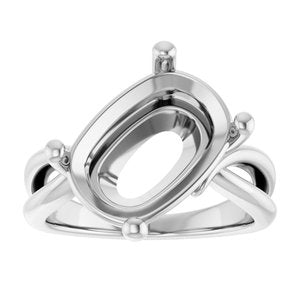 Sterling Silver 14x10 mm Elongated Cushion Ring Mounting – image 6