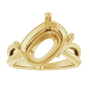 10K Yellow Gold 14x10 mm Elongated Cushion Ring Mounting – image 6