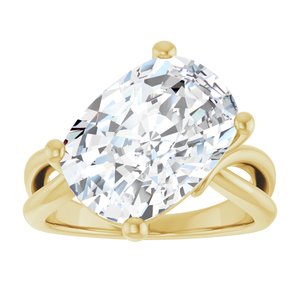 18K Yellow Gold 14x10 mm Elongated Cushion Ring Mounting – image 5