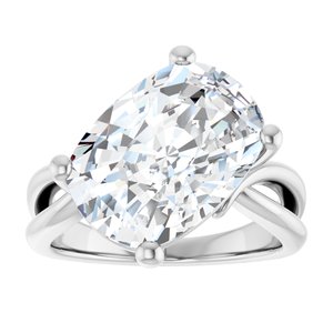 14K White Gold 14x10 mm Elongated Cushion Ring Mounting – image 5