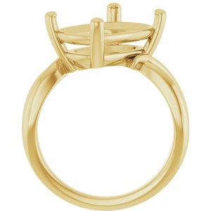10K Yellow Gold 14x10 mm Elongated Cushion Ring Mounting – image 4