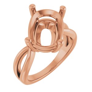 10K Rose Gold 14x10 mm Elongated Cushion Ring Mounting – image 2